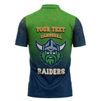 Personalized Canberra Raiders Zipper Polo Shirt Easter Mascot - Colorful Eggs Cartoon Style