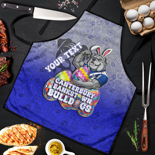 Personalized Canterbury-Bankstown Bulldogs Apron Easter Mascot - Colorful Eggs Cartoon Style