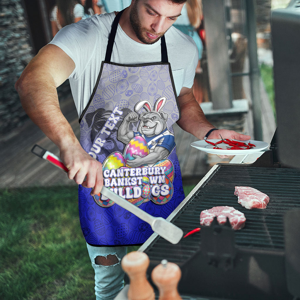 Personalized Canterbury-Bankstown Bulldogs Apron Easter Mascot - Colorful Eggs Cartoon Style