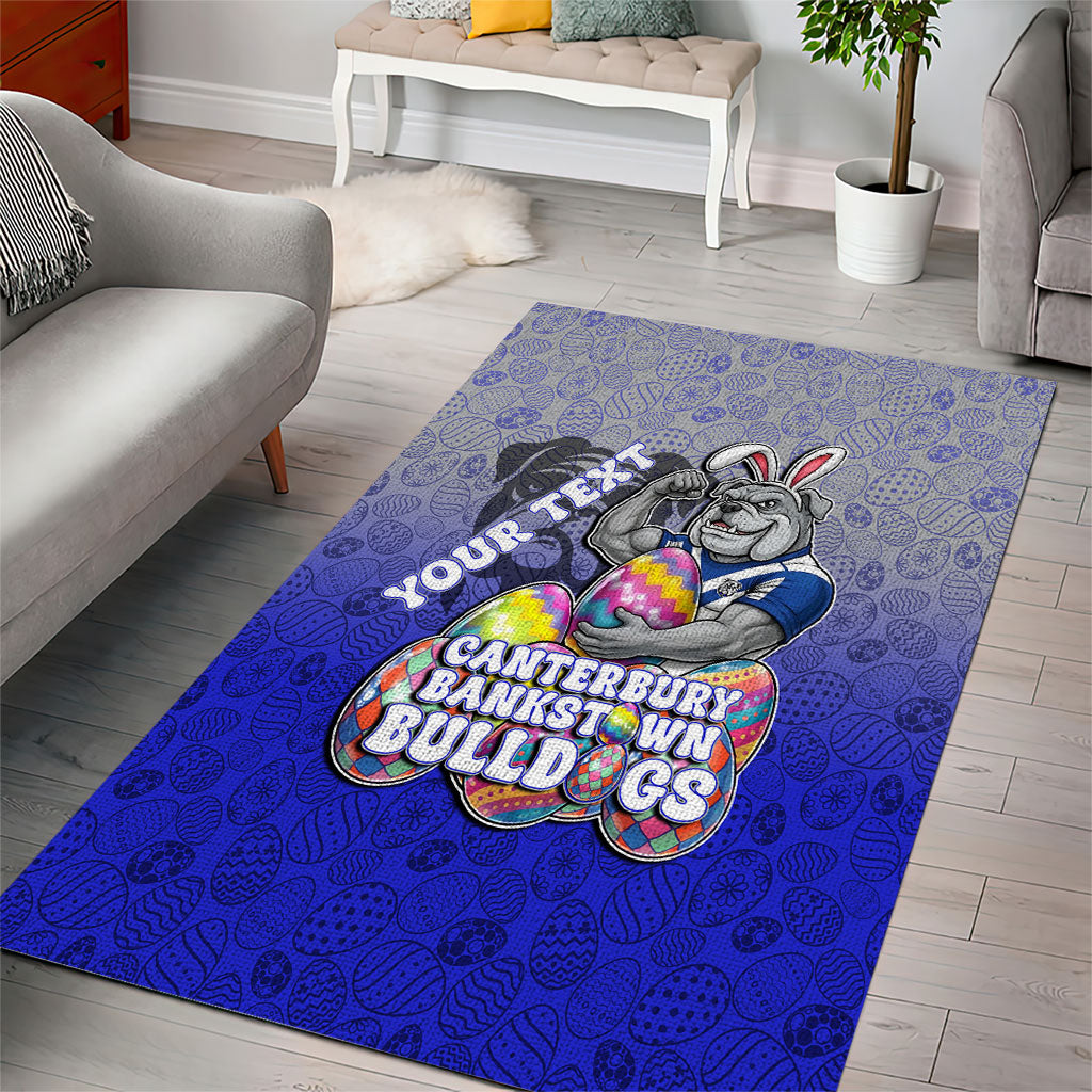 Personalized Canterbury-Bankstown Bulldogs Area Rug Easter Mascot - Colorful Eggs Cartoon Style
