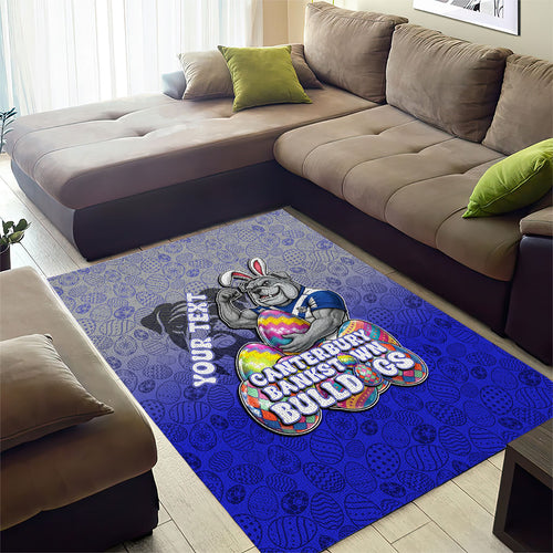 Personalized Canterbury-Bankstown Bulldogs Area Rug Easter Mascot - Colorful Eggs Cartoon Style