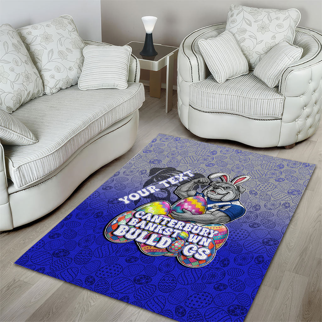 Personalized Canterbury-Bankstown Bulldogs Area Rug Easter Mascot - Colorful Eggs Cartoon Style