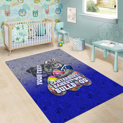 Personalized Canterbury-Bankstown Bulldogs Area Rug Easter Mascot - Colorful Eggs Cartoon Style