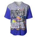 Personalized Canterbury-Bankstown Bulldogs Baseball Jersey Easter Mascot - Colorful Eggs Cartoon Style
