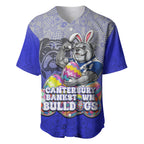Personalized Canterbury-Bankstown Bulldogs Baseball Jersey Easter Mascot - Colorful Eggs Cartoon Style