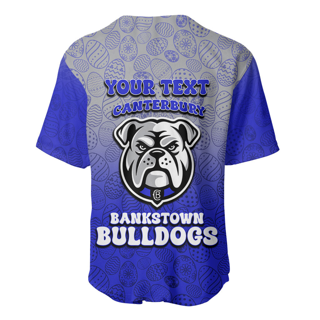 Personalized Canterbury-Bankstown Bulldogs Baseball Jersey Easter Mascot - Colorful Eggs Cartoon Style