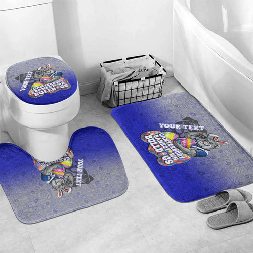 Personalized Canterbury-Bankstown Bulldogs Bathroom Set Easter Mascot - Colorful Eggs Cartoon Style