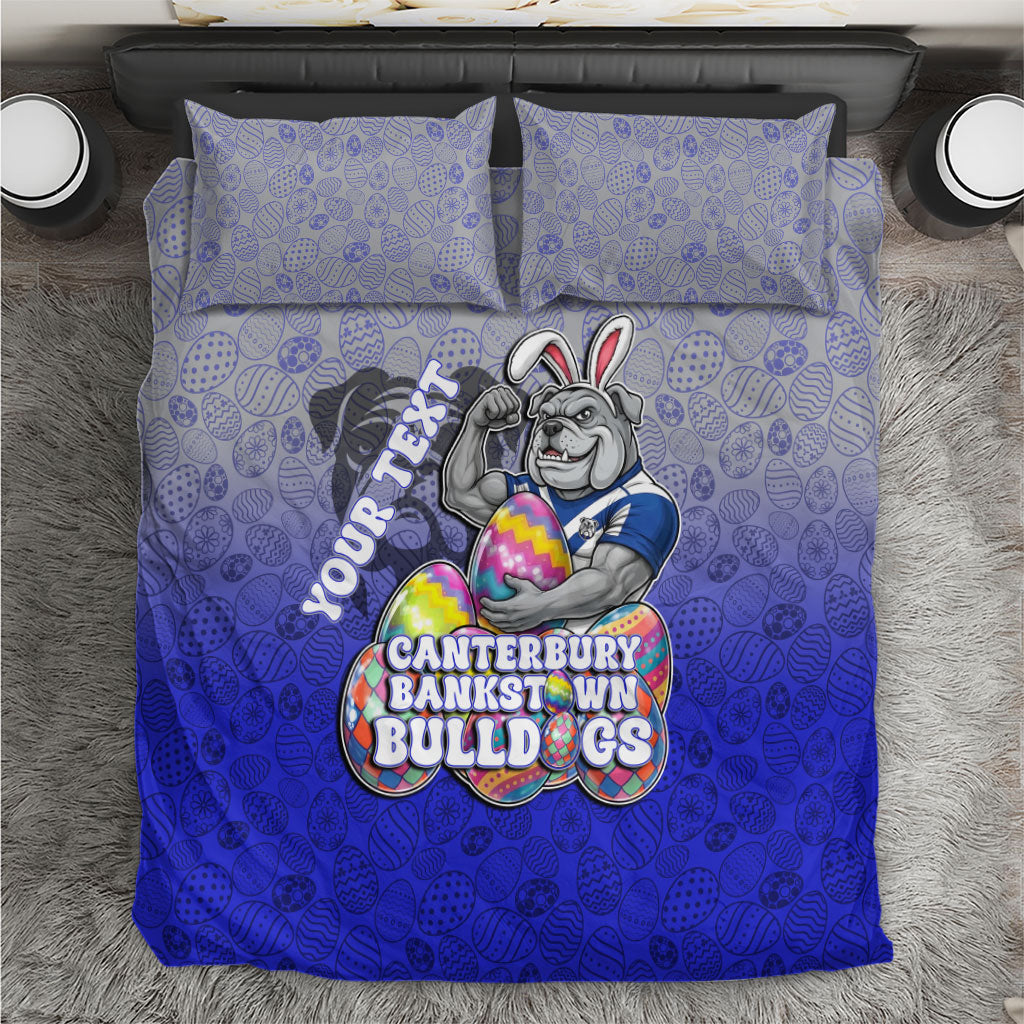 Personalized Canterbury-Bankstown Bulldogs Bedding Set Easter Mascot - Colorful Eggs Cartoon Style