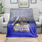 Personalized Canterbury-Bankstown Bulldogs Blanket Easter Mascot - Colorful Eggs Cartoon Style