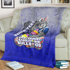 Personalized Canterbury-Bankstown Bulldogs Blanket Easter Mascot - Colorful Eggs Cartoon Style