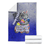 Personalized Canterbury-Bankstown Bulldogs Blanket Easter Mascot - Colorful Eggs Cartoon Style