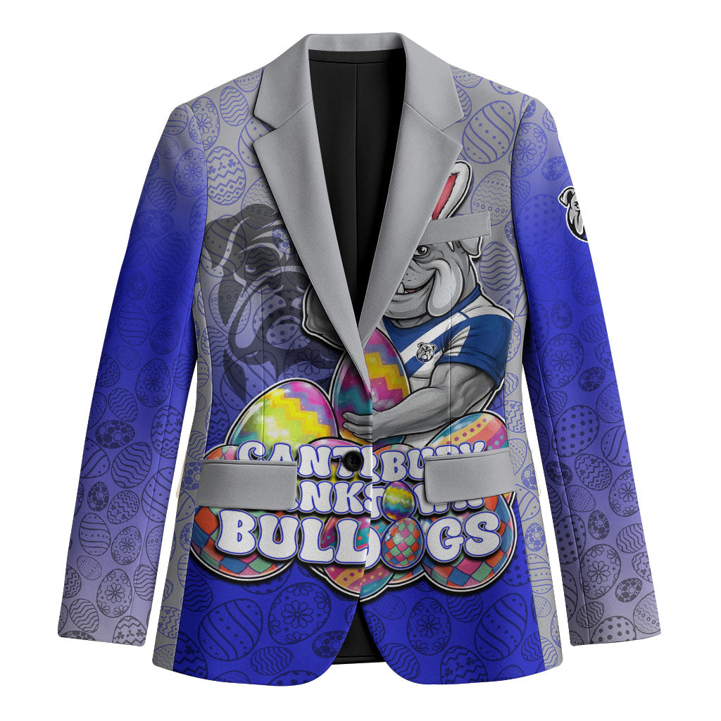 Personalized Canterbury-Bankstown Bulldogs Blazer Easter Mascot - Colorful Eggs Cartoon Style