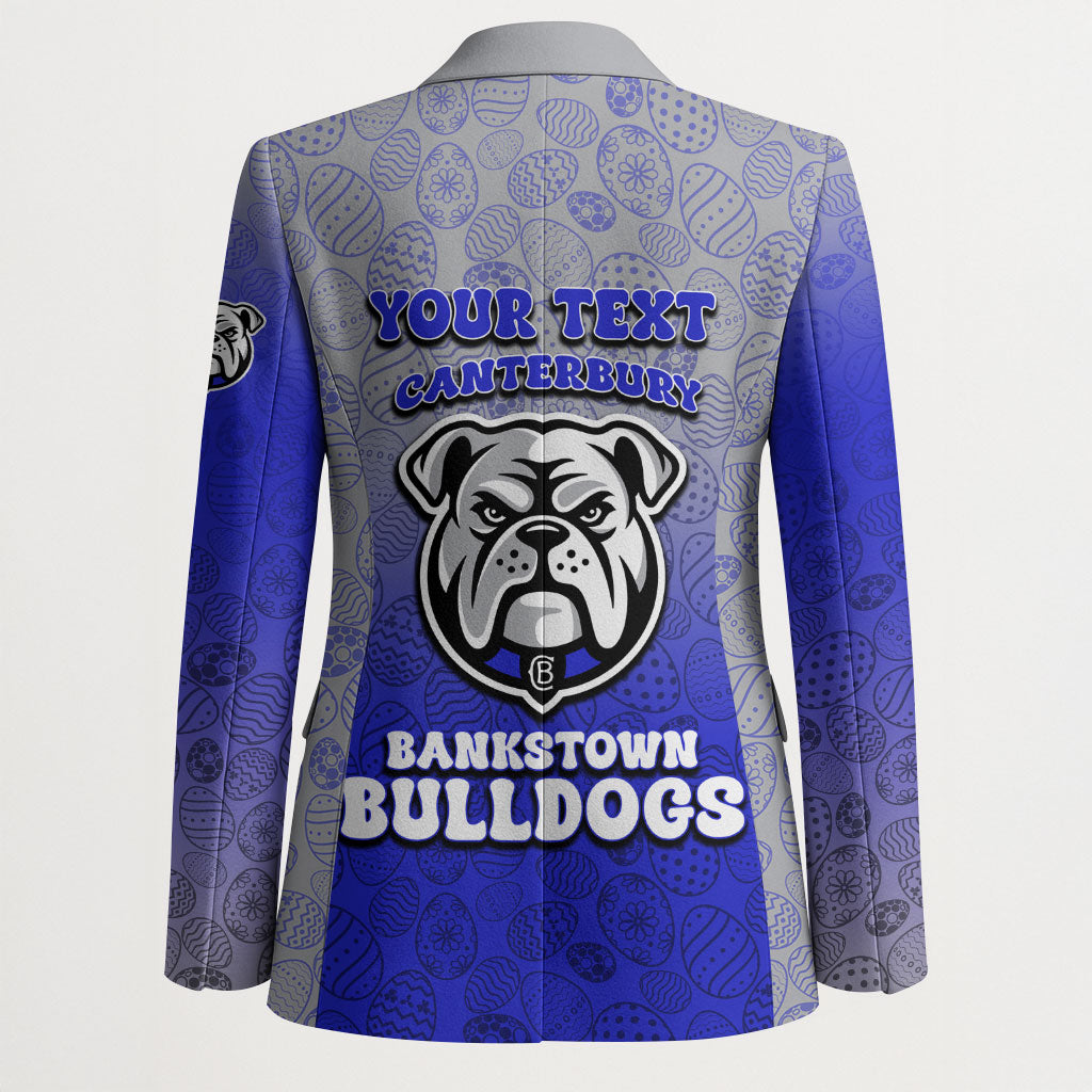 Personalized Canterbury-Bankstown Bulldogs Blazer Easter Mascot - Colorful Eggs Cartoon Style
