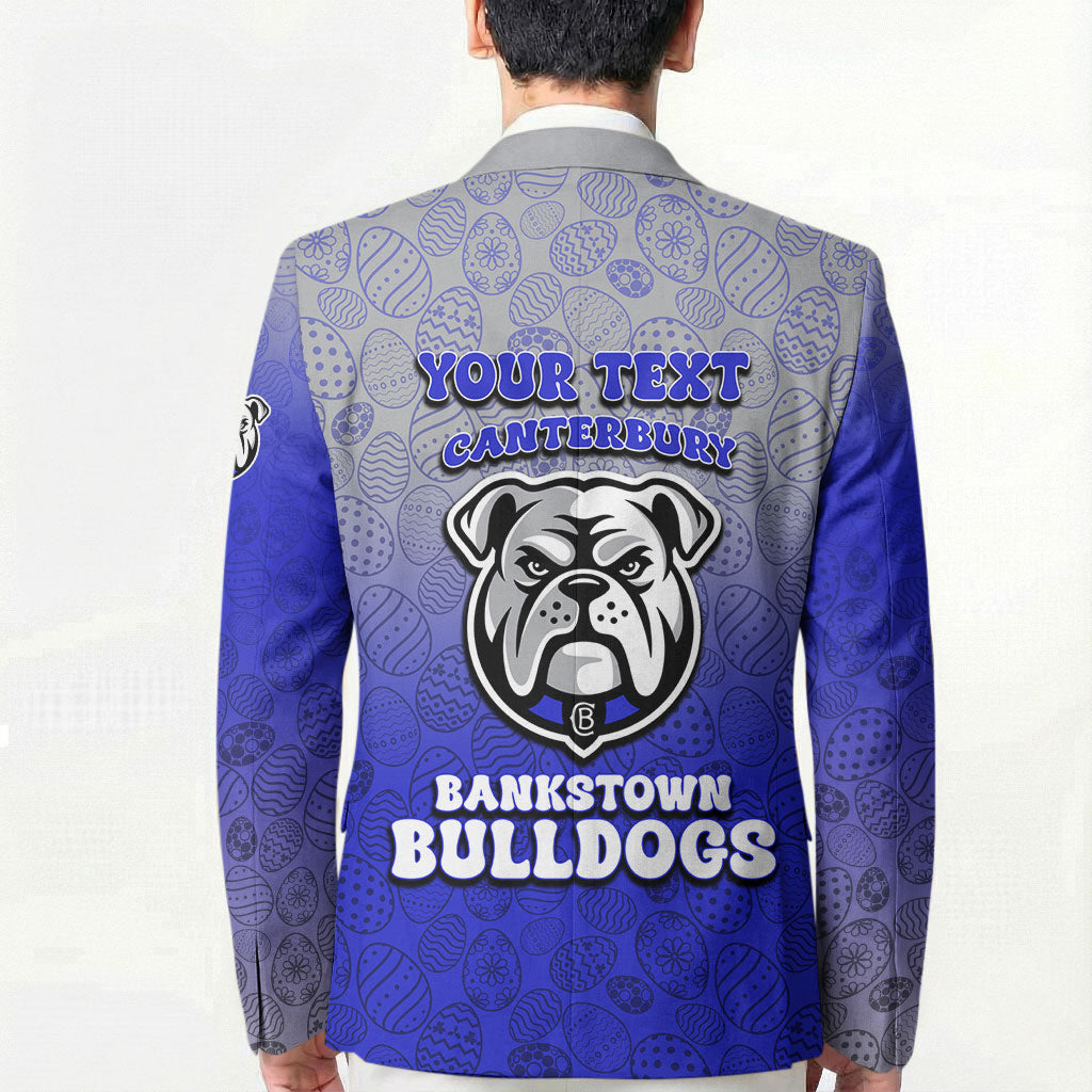 Personalized Canterbury-Bankstown Bulldogs Blazer Easter Mascot - Colorful Eggs Cartoon Style
