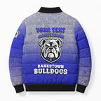 Personalized Canterbury-Bankstown Bulldogs Bomber Puffer Jacket Easter Mascot - Colorful Eggs Cartoon Style