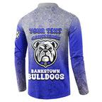 Personalized Canterbury-Bankstown Bulldogs Button Sweatshirt Easter Mascot - Colorful Eggs Cartoon Style