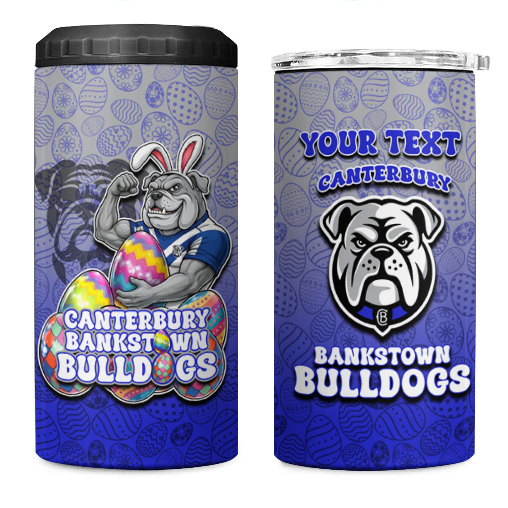 Personalized Canterbury-Bankstown Bulldogs 4 in 1 Can Cooler Tumbler Easter Mascot - Colorful Eggs Cartoon Style
