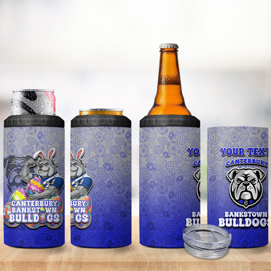 Personalized Canterbury-Bankstown Bulldogs 4 in 1 Can Cooler Tumbler Easter Mascot - Colorful Eggs Cartoon Style