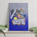 Personalized Canterbury-Bankstown Bulldogs Canvas Wall Art Easter Mascot - Colorful Eggs Cartoon Style