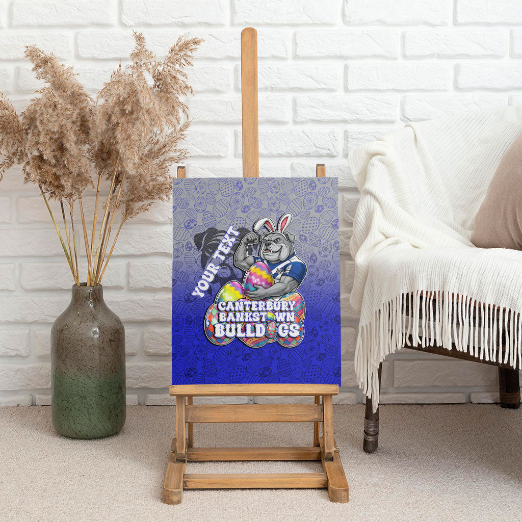 Personalized Canterbury-Bankstown Bulldogs Canvas Wall Art Easter Mascot - Colorful Eggs Cartoon Style