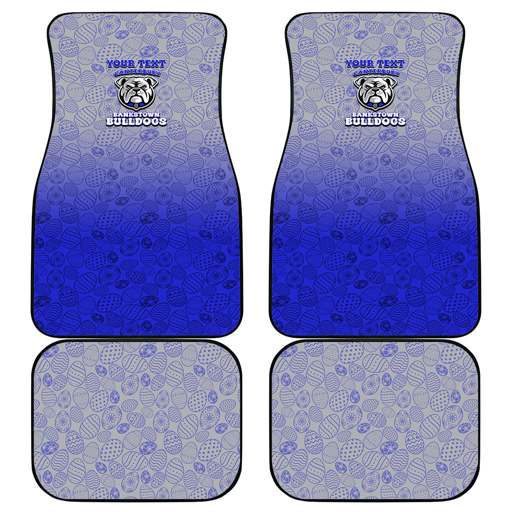 Personalized Canterbury-Bankstown Bulldogs Car Mats Easter Mascot - Colorful Eggs Cartoon Style