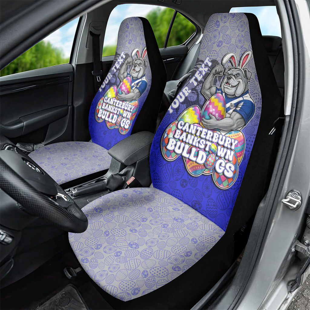 Personalized Canterbury-Bankstown Bulldogs Car Seat Cover Easter Mascot - Colorful Eggs Cartoon Style