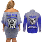 Personalized Canterbury-Bankstown Bulldogs Couples Matching Off Shoulder Short Dress and Long Sleeve Button Shirt Easter Mascot - Colorful Eggs Cartoon Style
