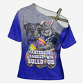 Personalized Canterbury-Bankstown Bulldogs Cross Shoulder Shirt Easter Mascot - Colorful Eggs Cartoon Style