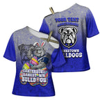 Personalized Canterbury-Bankstown Bulldogs Cross Shoulder Shirt Easter Mascot - Colorful Eggs Cartoon Style