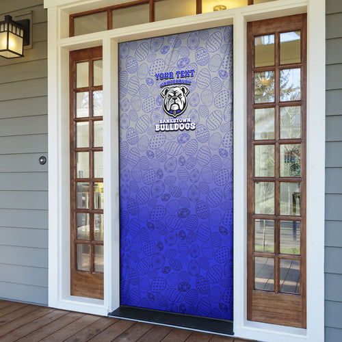 Personalized Canterbury-Bankstown Bulldogs Door Cover Easter Mascot - Colorful Eggs Cartoon Style