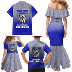 Personalized Canterbury-Bankstown Bulldogs Family Matching Mermaid Dress and Hawaiian Shirt Easter Mascot - Colorful Eggs Cartoon Style