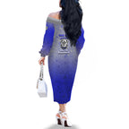 Personalized Canterbury-Bankstown Bulldogs Family Matching Off The Shoulder Long Sleeve Dress and Hawaiian Shirt Easter Mascot - Colorful Eggs Cartoon Style