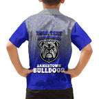 Personalized Canterbury-Bankstown Bulldogs Family Matching Off Shoulder Short Dress and Hawaiian Shirt Easter Mascot - Colorful Eggs Cartoon Style
