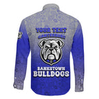 Personalized Canterbury-Bankstown Bulldogs Family Matching Off Shoulder Short Dress and Hawaiian Shirt Easter Mascot - Colorful Eggs Cartoon Style