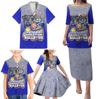 Personalized Canterbury-Bankstown Bulldogs Family Matching Puletasi and Hawaiian Shirt Easter Mascot - Colorful Eggs Cartoon Style
