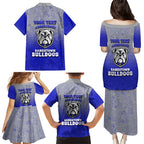 Personalized Canterbury-Bankstown Bulldogs Family Matching Puletasi and Hawaiian Shirt Easter Mascot - Colorful Eggs Cartoon Style
