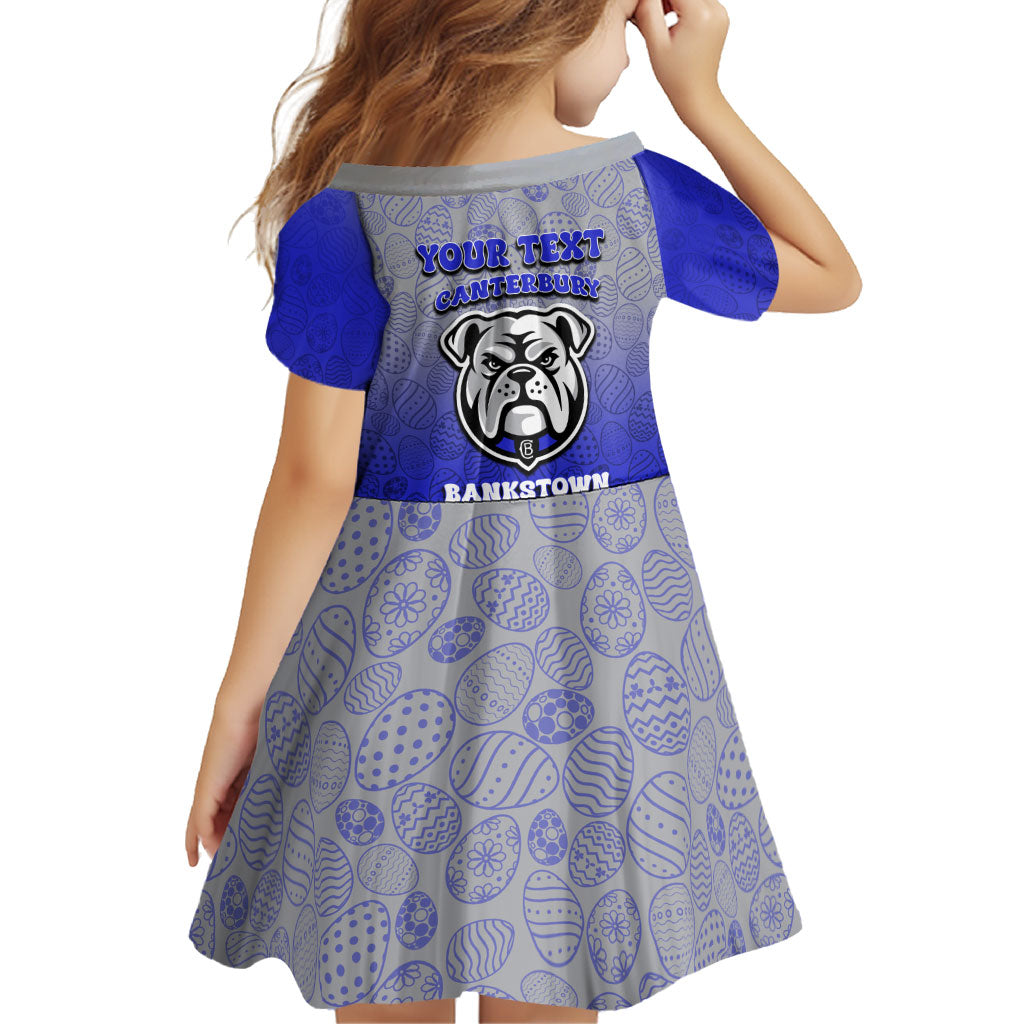 Personalized Canterbury-Bankstown Bulldogs Family Matching Summer Maxi Dress and Hawaiian Shirt Easter Mascot - Colorful Eggs Cartoon Style