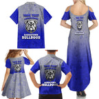 Personalized Canterbury-Bankstown Bulldogs Family Matching Summer Maxi Dress and Hawaiian Shirt Easter Mascot - Colorful Eggs Cartoon Style