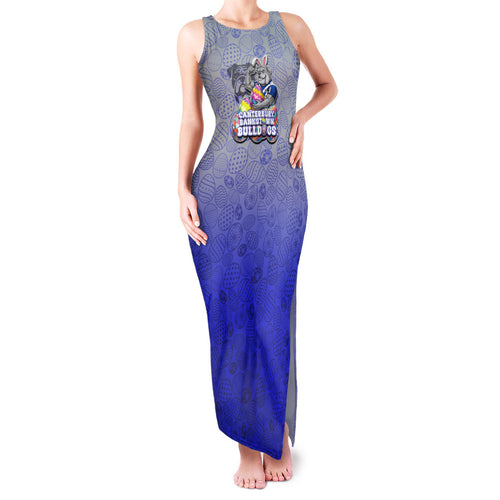 Personalized Canterbury-Bankstown Bulldogs Family Matching Tank Maxi Dress and Hawaiian Shirt Easter Mascot - Colorful Eggs Cartoon Style