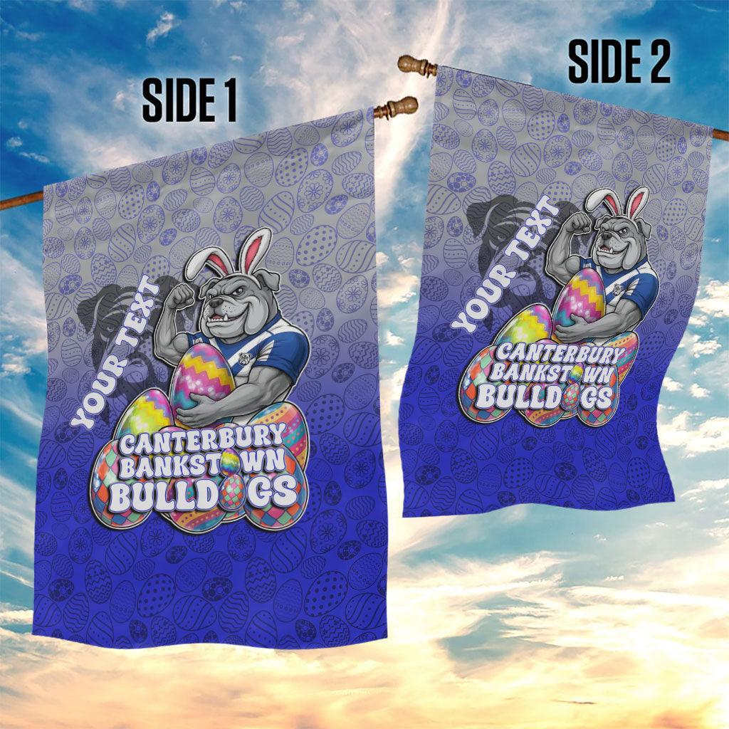 Personalized Canterbury-Bankstown Bulldogs Garden Flag Easter Mascot - Colorful Eggs Cartoon Style