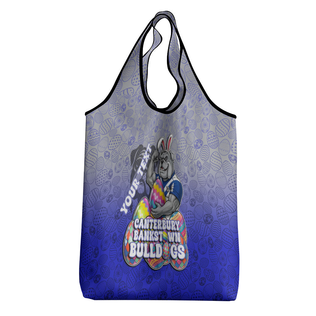 Personalized Canterbury-Bankstown Bulldogs Grocery Bag Easter Mascot - Colorful Eggs Cartoon Style