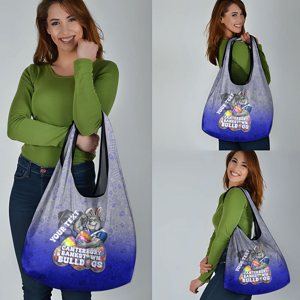 Personalized Canterbury-Bankstown Bulldogs Grocery Bag Easter Mascot - Colorful Eggs Cartoon Style