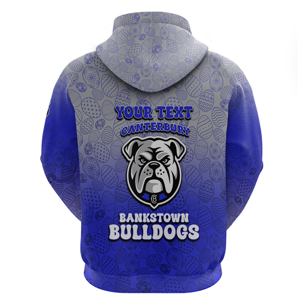 Personalized Canterbury-Bankstown Bulldogs Hoodie Easter Mascot - Colorful Eggs Cartoon Style