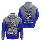 Personalized Canterbury-Bankstown Bulldogs Hoodie Easter Mascot - Colorful Eggs Cartoon Style