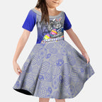 Personalized Canterbury-Bankstown Bulldogs Kid Short Sleeve Dress Easter Mascot - Colorful Eggs Cartoon Style