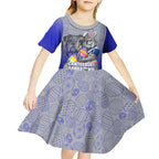 Personalized Canterbury-Bankstown Bulldogs Kid Short Sleeve Dress Easter Mascot - Colorful Eggs Cartoon Style