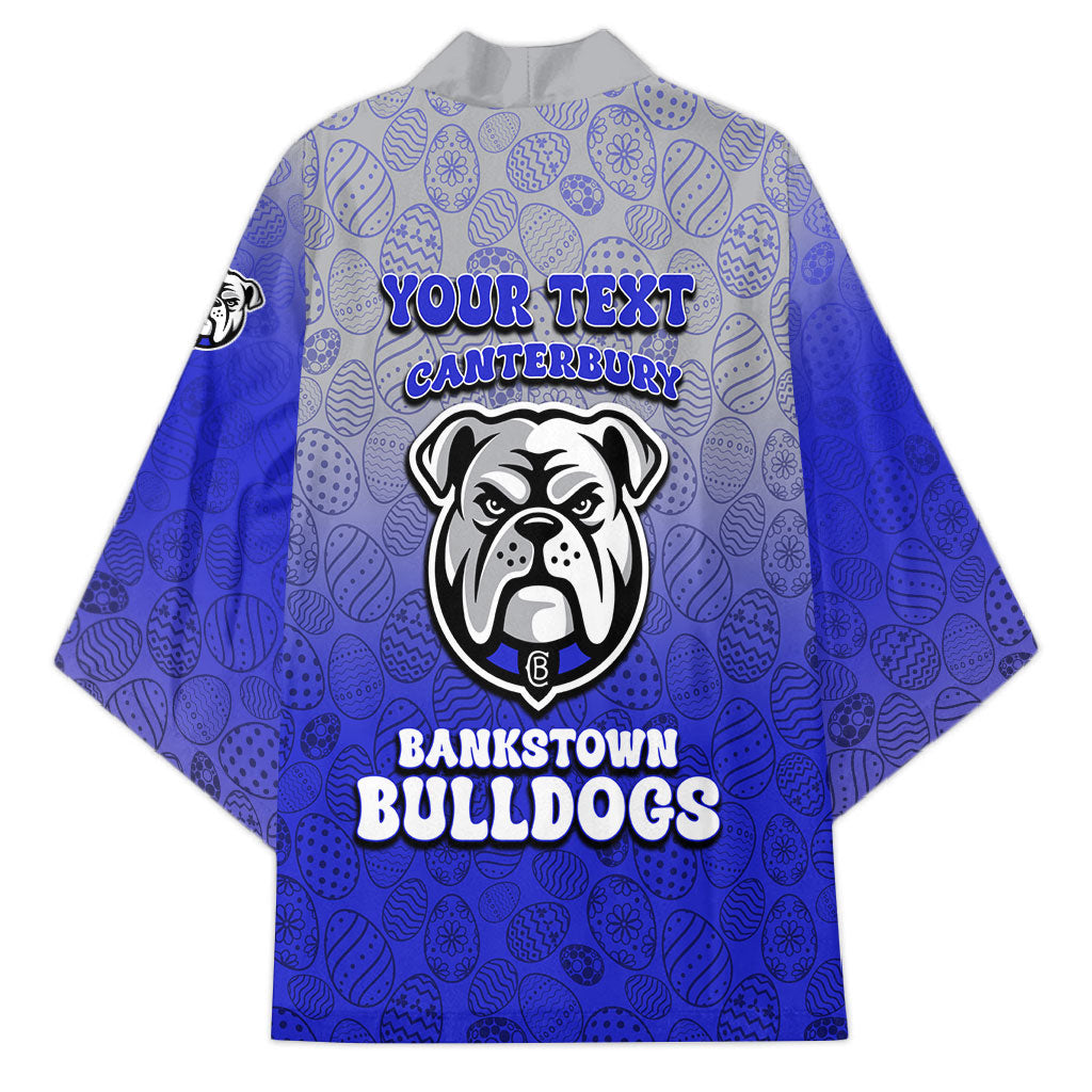 Personalized Canterbury-Bankstown Bulldogs Kimono Easter Mascot - Colorful Eggs Cartoon Style
