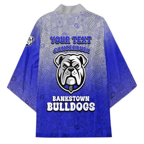 Personalized Canterbury-Bankstown Bulldogs Kimono Easter Mascot - Colorful Eggs Cartoon Style