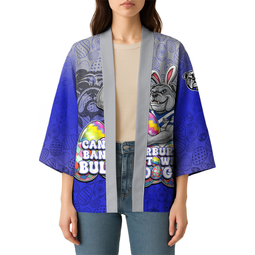 Personalized Canterbury-Bankstown Bulldogs Kimono Easter Mascot - Colorful Eggs Cartoon Style