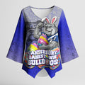 Personalized Canterbury-Bankstown Bulldogs Kimono Sleeve Blouse Easter Mascot - Colorful Eggs Cartoon Style